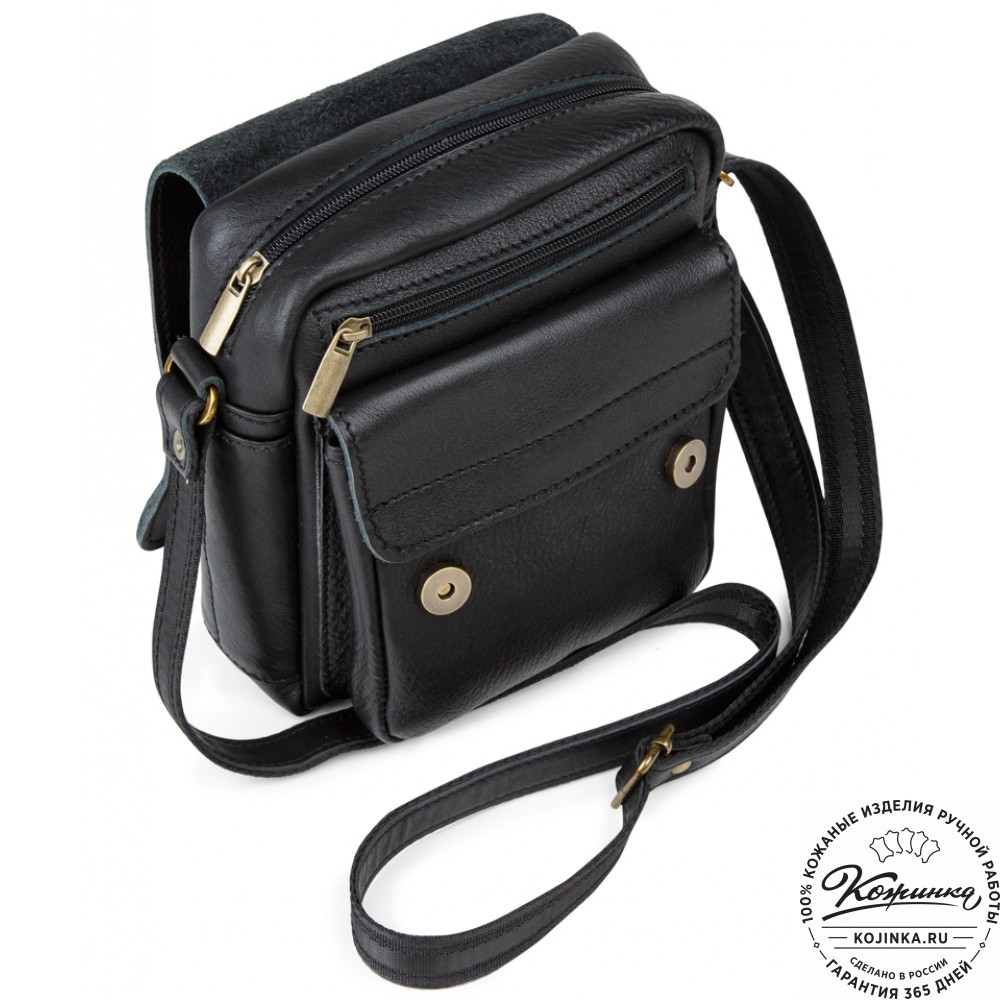 Кожаная сумка через плечо "Шерлок" (черная)